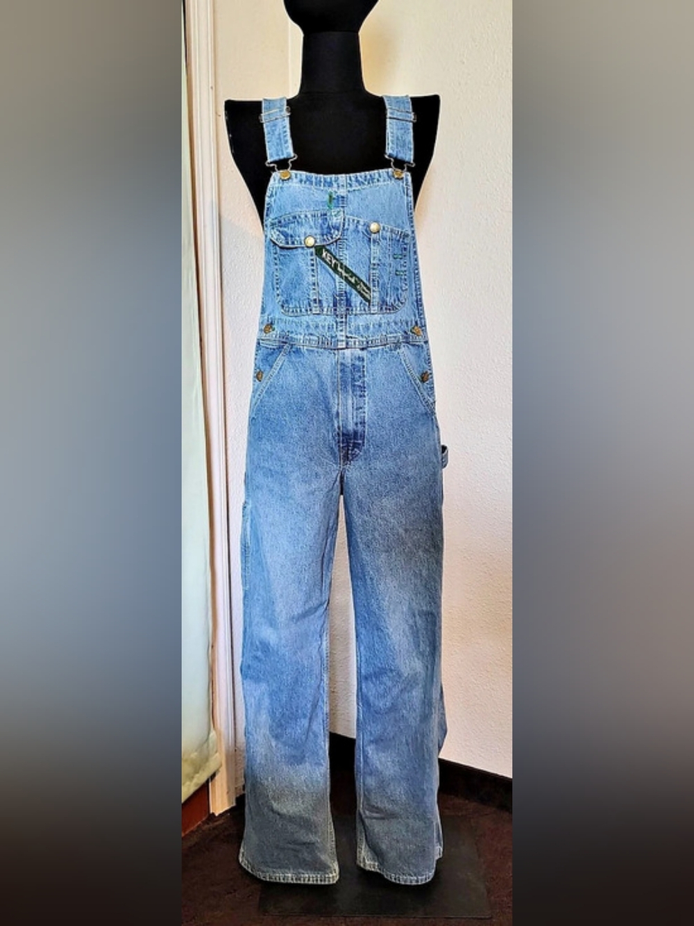 Vintage Key Imperial Light Blue Faded Denim Overalls Unisex Size 30x30
